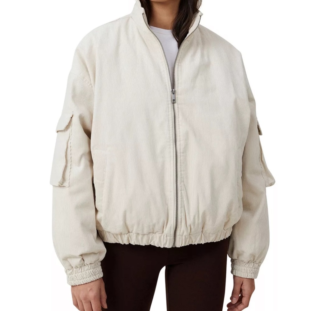 Cotton:On corduroy bomber jacket in stone color
